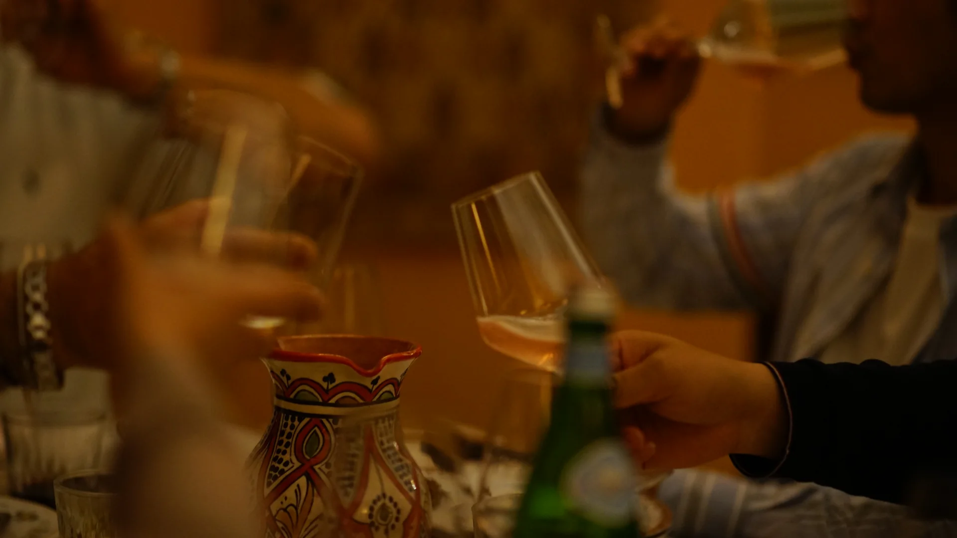 A convivial toast around a table in Salento